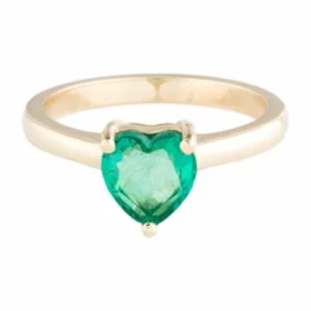 14K 1.20ct Zambian Emerald Heart Cocktail Ring with 
GIA report.
Size: 6.25